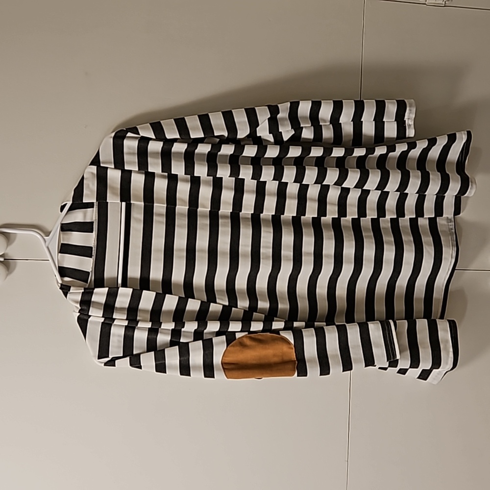 Striped elbow patch sweater